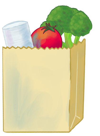 Illustration of a bag of food.