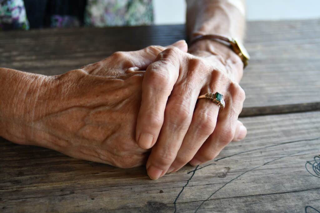 Elderly hands.